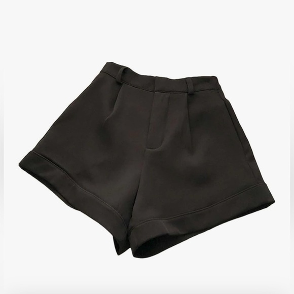 NEW Black Suit Shorts High Waist Wide Leg Shorts Career L - Picture 1 of 3